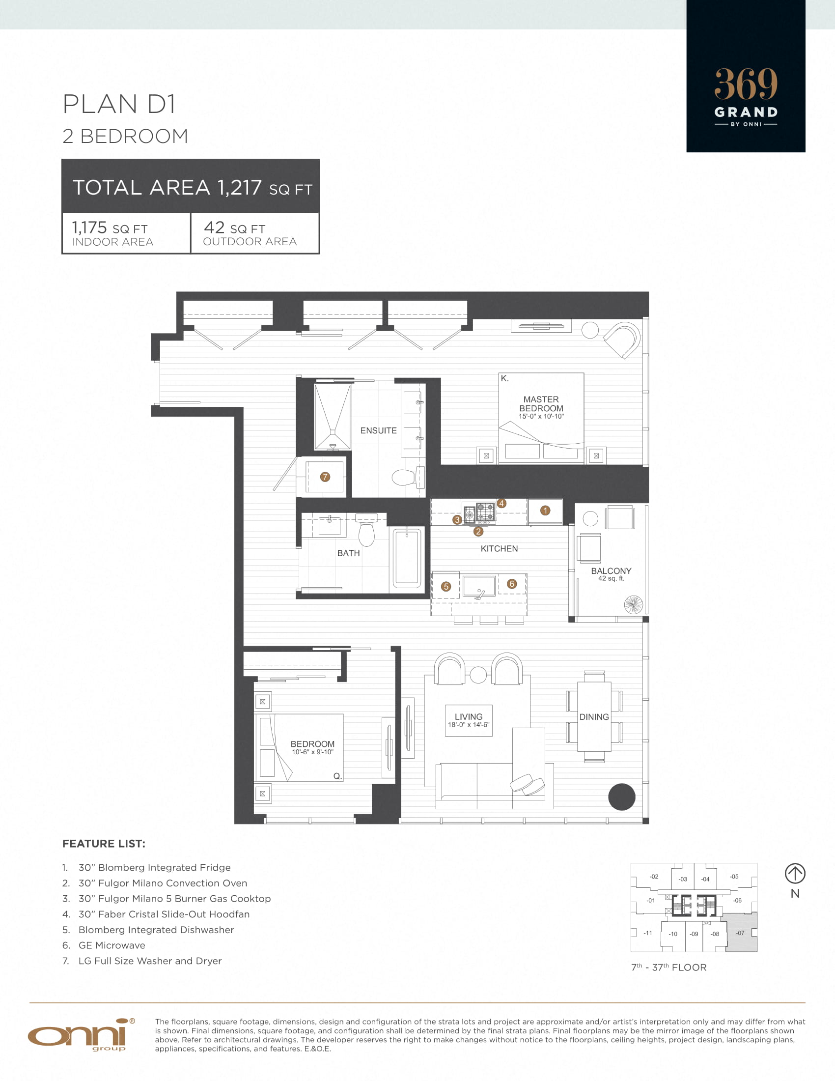 Floor plan for 2 beds, 2 baths, 1175 sqft
